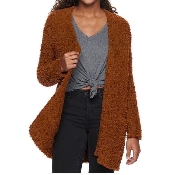Juniors Pink Republic Teddy Cardigan 